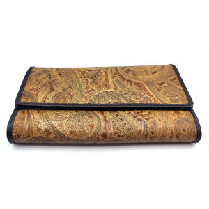 RELIC TriFold Wallet Brown Floral Faux Leather 7.5x4.5x1"